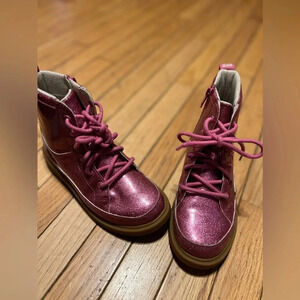 UGG Robley Glitter Combat Boots Youth 3 Berry rose pink Sparkly Rain